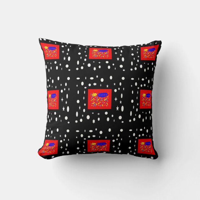COUSSIN FAIT POUR KAREN ROUGE ET BLACK BLANC NOMMÉ (Recto)