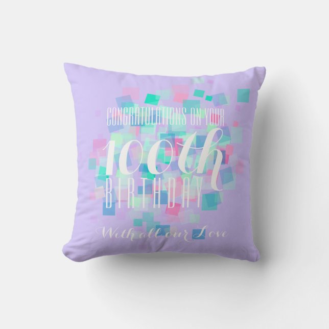 Coussin fait sur commande anniversaire mauve de (Recto)