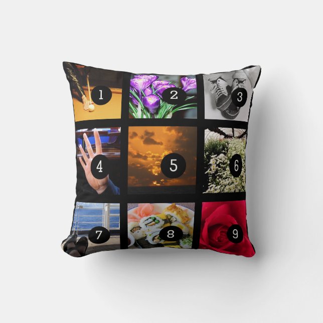 Coussin Faites votre propre collage de photo avec 9 images (Recto)