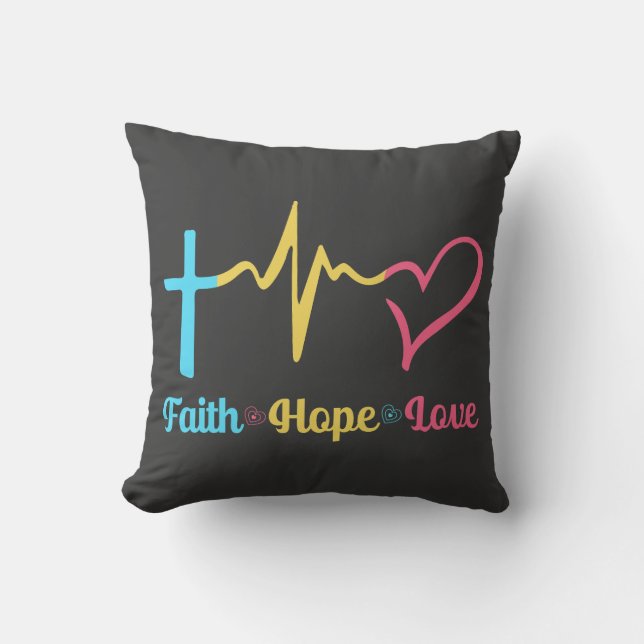 Coussin Faith Hope Love Hearts (Recto)