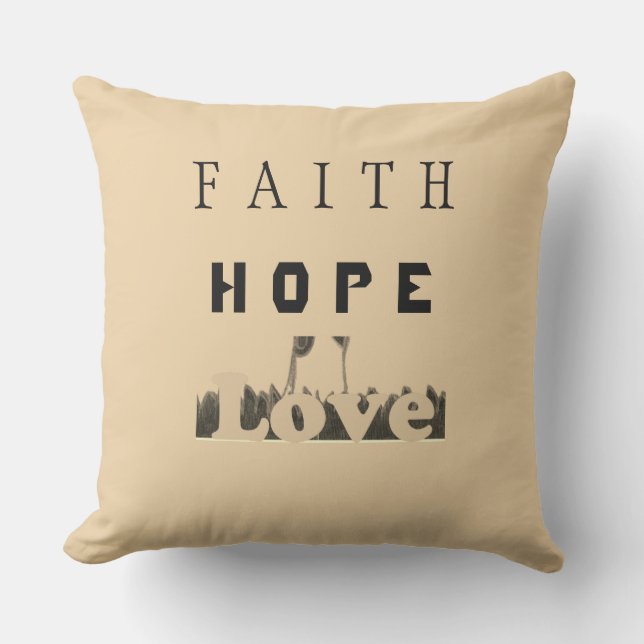 Coussin Faith Hope Love Inspirational Text Design (Recto)
