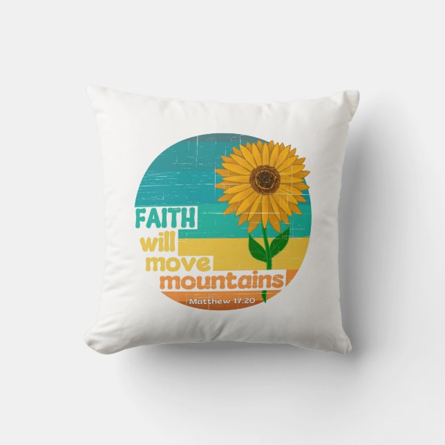 Coussin Faith Move Mountains Christian Design (Recto)