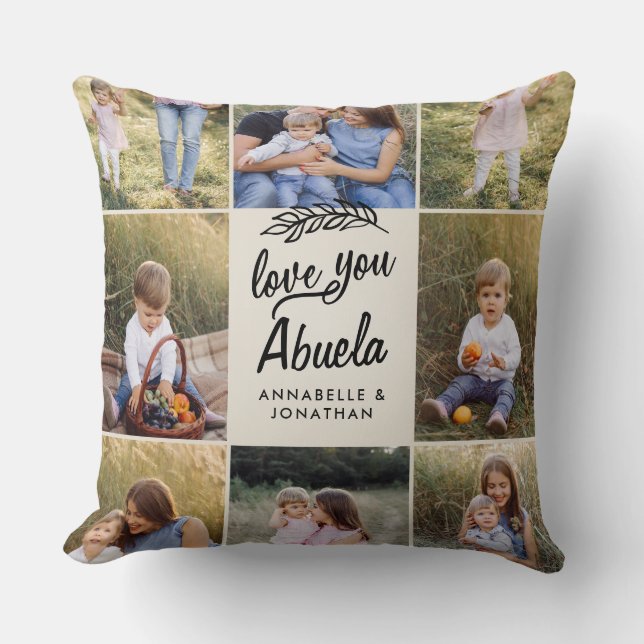 Coussin famille abuela cadeau 8 photo petit enfant simple  (Recto)