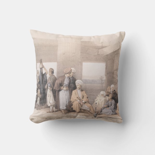 Coussin Famille Bédouine au temple d'Amun, Thèbes, Egypte (Recto)