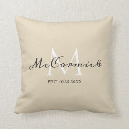 Coussin Famille beige de monogramme de manuscrit