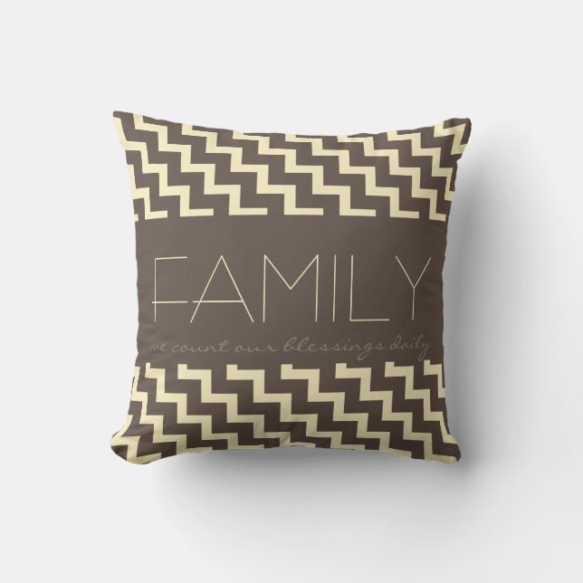 Coussin Famille, bénédictions du décompte, Taupe/Crème Che (Recto)