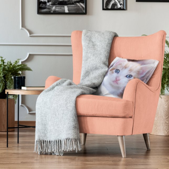 Coussin Famille Chat Deux Photo (Family Cat Two Photo Throw Pillow)
