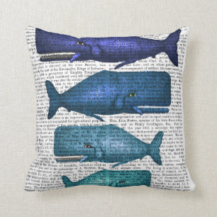 Coussin Famille de baleines bleues