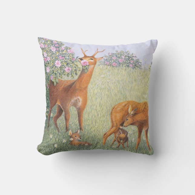 Coussin Famille de cerfs communs (Recto)