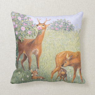 Coussin Famille de cerfs communs