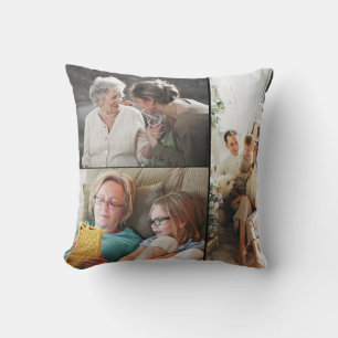 Coussin Famille de collage photo personnalisée 3
