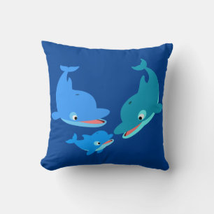 Coussin Famille de dauphins de caricature mignonne