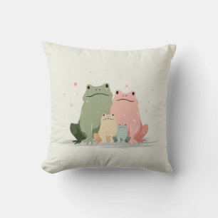 Coussin Famille de grenouilles – Jolie illustration fantai