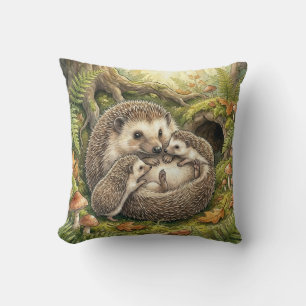 Coussin Famille de hérissons des bois pour enfants