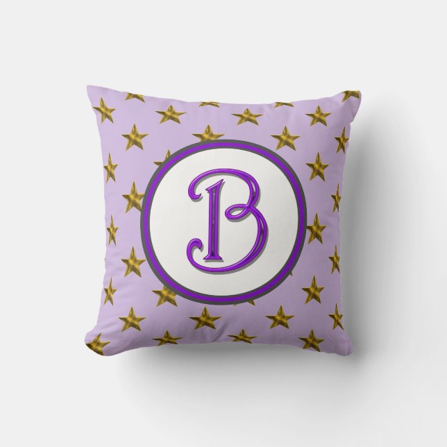 Coussin Famille de monogramme d'étoile initiale violet cél (Recto)