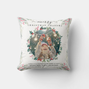 Coussin Famille de Noël Photo Grand-mère Keepsaké
