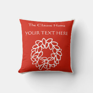 Coussin Famille de nom de couronne rouge et blanc personna