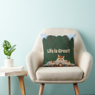 Coussin Famille de renards adorable 
