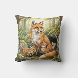 Coussin Famille de Renards des Bois pour Enfants