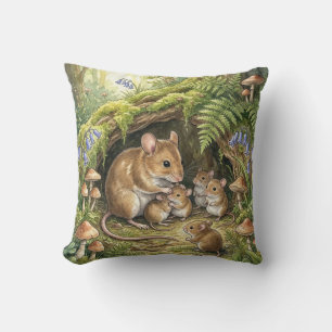 Coussin Famille de souris des bois