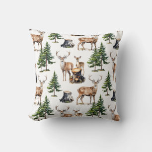 Coussin Famille Des Rennes De Bois Qui Se Nourrit Dans La 