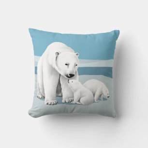 Coussin Famille d'ours polaires