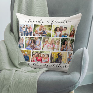Coussin Famille et amis Citation 12 Collage de photos