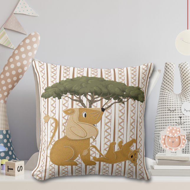 Coussin Famille Lion Safari (Créateur téléchargé)