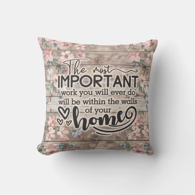 Coussin Famille Maison Florale Rustique (Recto)