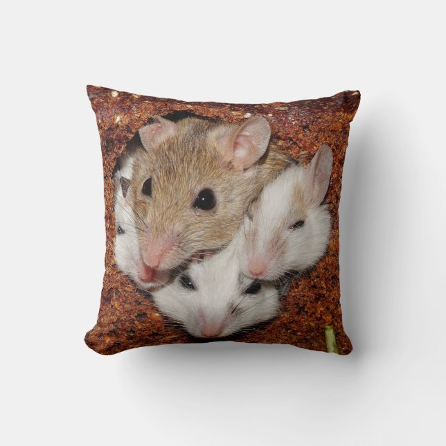 Coussin Famille mignonne de souris dans un pain (Recto)