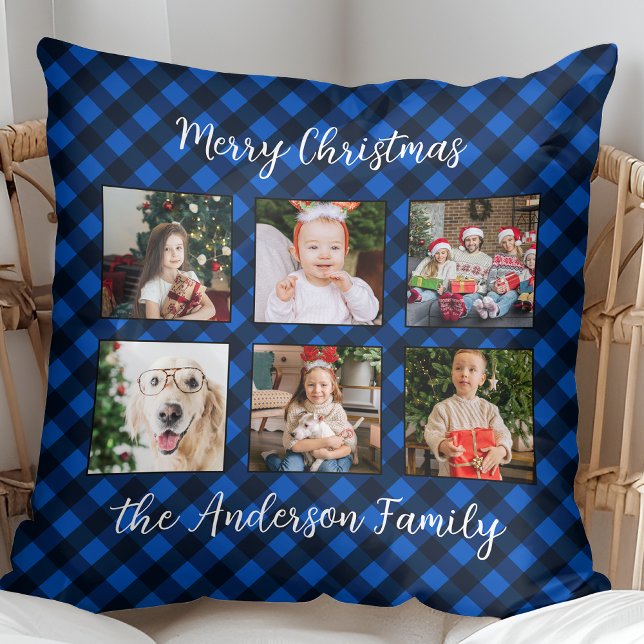 Coussin Famille Noël Personnalisé Photo Collage Plaid (Créateur téléchargé)