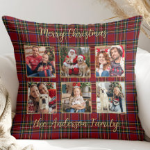 Famille Noël Plaid Gold Custom 6 Photo Collage