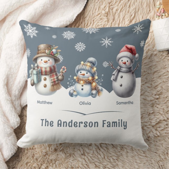 Coussin Famille personnalisée Snowman Holiday (Couverture)