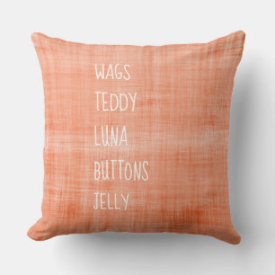Coussin Famille PET Noms intemporels Conserver Décor Orang