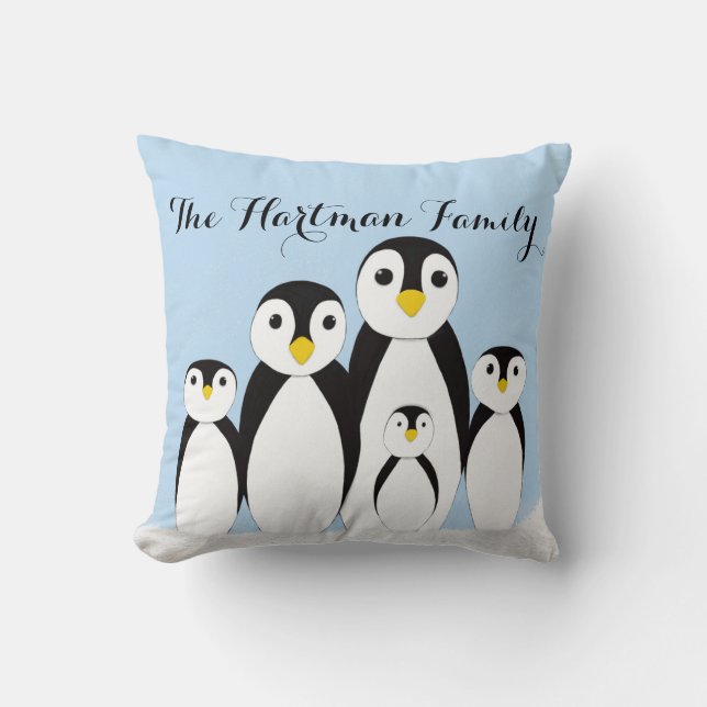 Coussin Famille Pingouin mignonne (Recto)