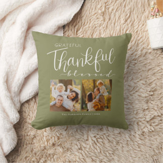 Coussin Famille reconnaissante, heureuse et bénie Photo Mo