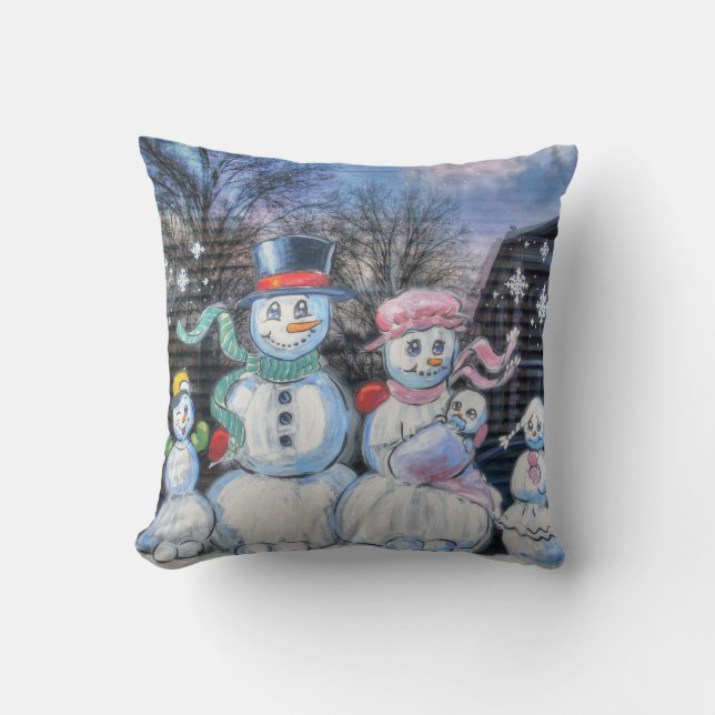 Coussin Famille Snowman (Recto)