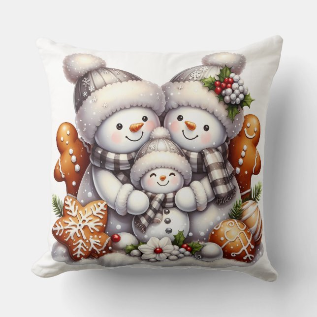 Coussin Famille Snowman (Recto)
