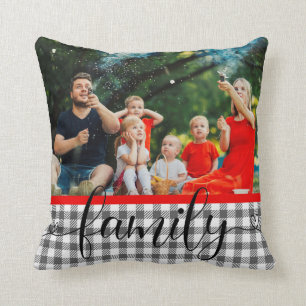 Coussin Family Modern Script Photo Plaid