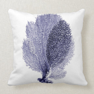 Coussin Fan de mer bleue sur le carreau blanc