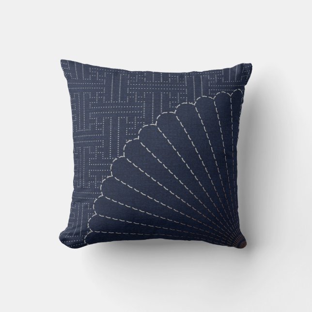 Coussin Fan japonaise de sashiko (Recto)
