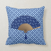 Fan japonaise, motif de libellule, bleu de cobalt