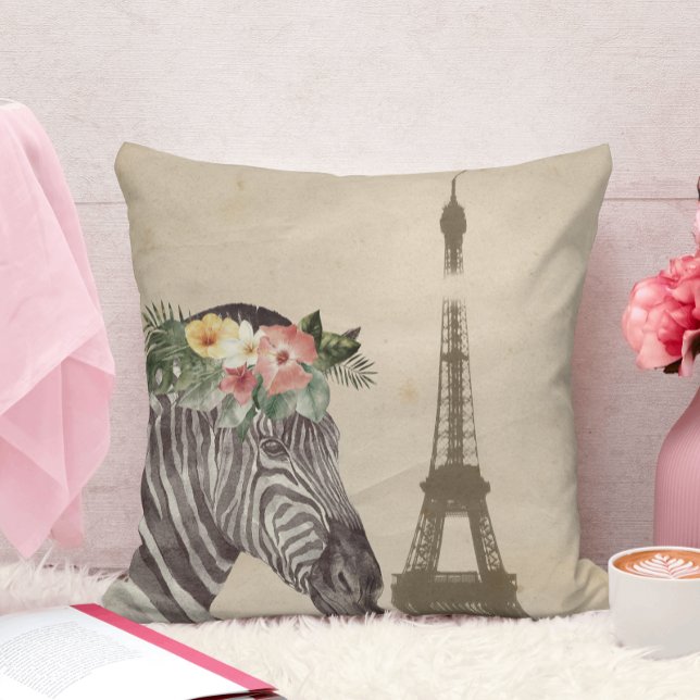 Coussin Fancy Zebra & Tour Eiffel (Créateur téléchargé)