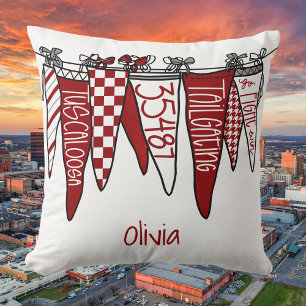 Coussin Fanion personnalisé rouge et blanc de Tuscaloosa C