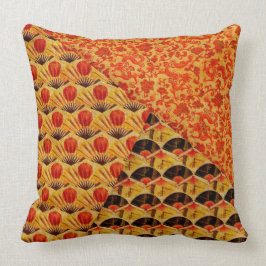 Coussin Fans japonaises et motif de dragons grand