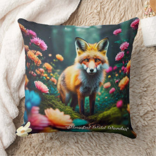 Coussin "Fantaisie florale avec renard"