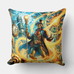 Coussin Fantastique Mignon Magicien Steampunk du Temps