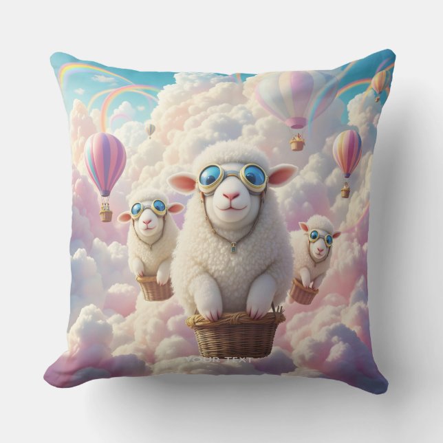 Coussin Fantasy Cute Pastel Family Sheep (Recto)