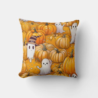 Coussin Fantôme d'Halloween et Motif Citrouille
