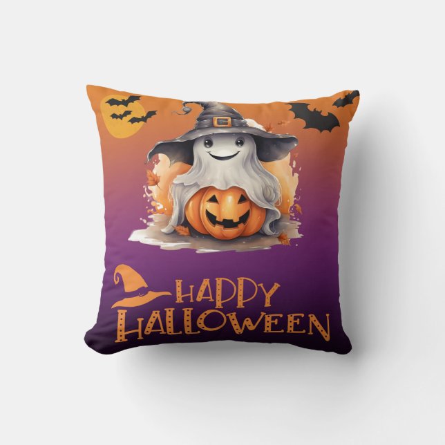 Coussin Fantôme en sorcière Casquette Jack-O' Lantern Hall (Recto)
